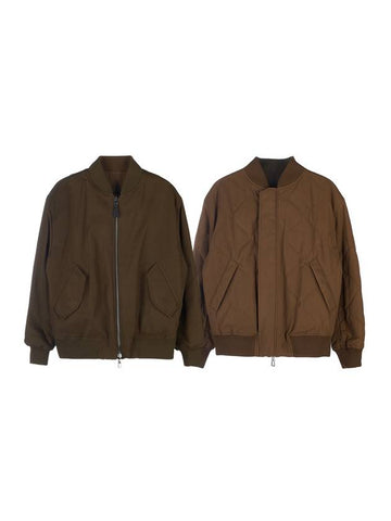 Thule Cotton Reversible Bomber Jacket Dark Khaki Desert Mist - LORO PIANA - BALAAN 1