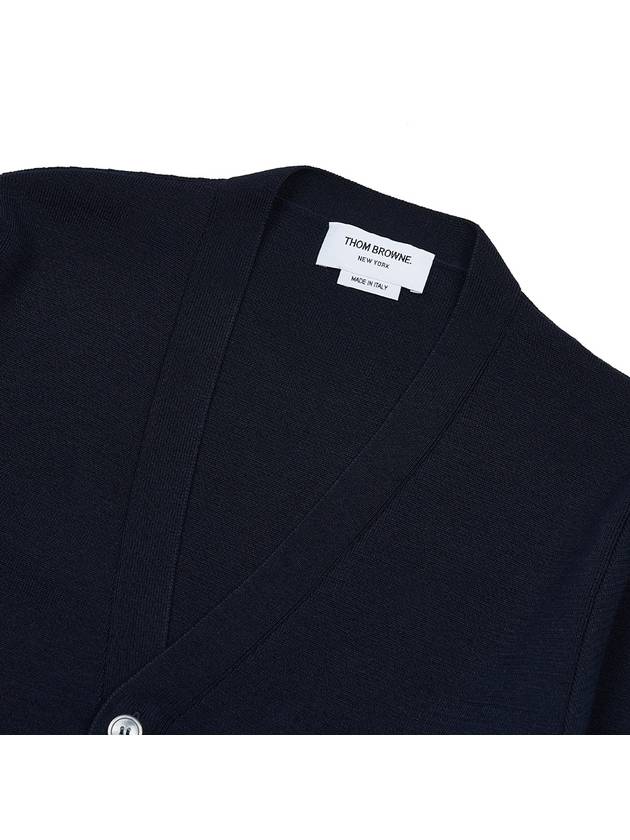 4-Bar V Neck Wool Cardigan Navy - THOM BROWNE - BALAAN 9