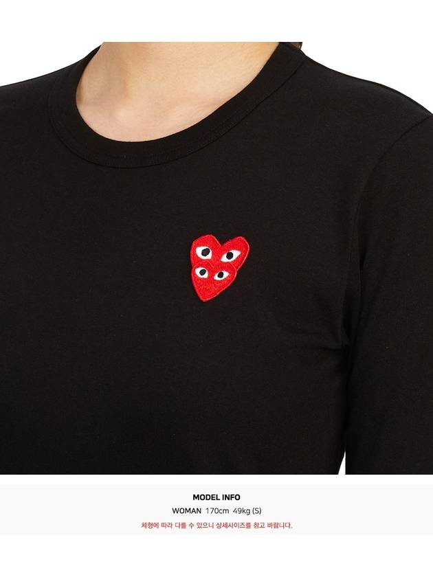 Double Heart Wappen Long Sleeve T-Shirt Black - COMME DES GARCONS PLAY - BALAAN 7