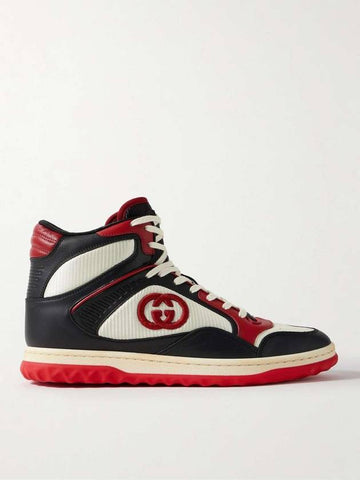 MAC80 Leather Logo Embroidered Mesh High Top Sneakers 762060AACN5 B0080961593 - GUCCI - BALAAN 1