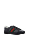 Men's Ace GG Crystal Canvas Low Top Sneakers Black - GUCCI - BALAAN 3