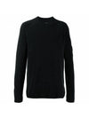 Lens Wappen Crew Neck Knit Top Black - CP COMPANY - BALAAN 1