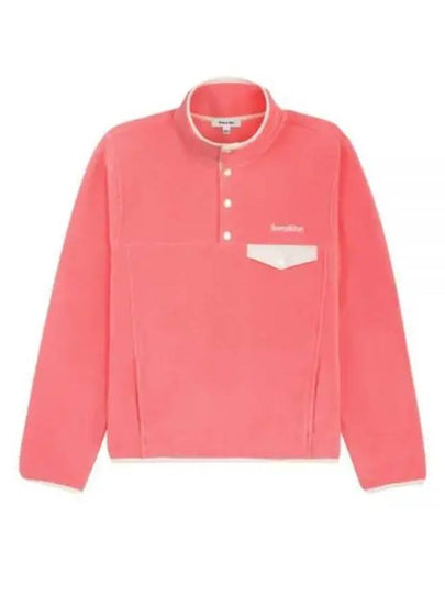 Serif Logo Buttoned Polar Cotton Sweatshirt Cream Pink - SPORTY & RICH - BALAAN 2