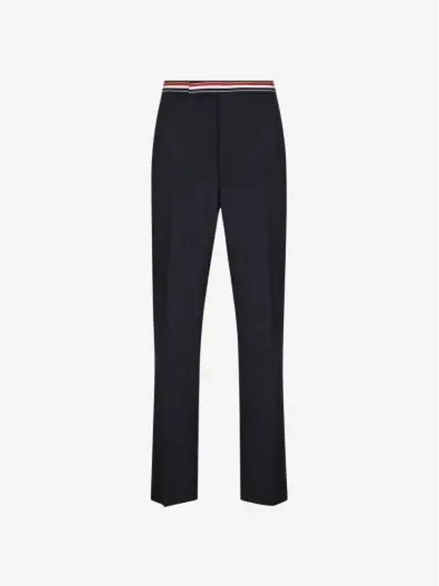 Low Rise Backstrap Super 120 Twill Straight Pants Navy - THOM BROWNE - BALAAN 3