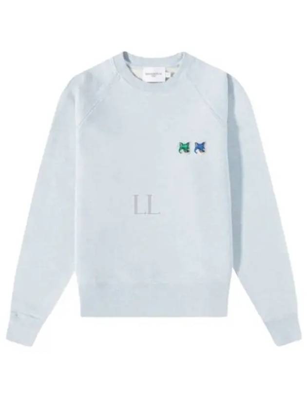 Double Monochrome Fox Head Patch Classic Sweatshirt Light Blue - MAISON KITSUNE - BALAAN 2