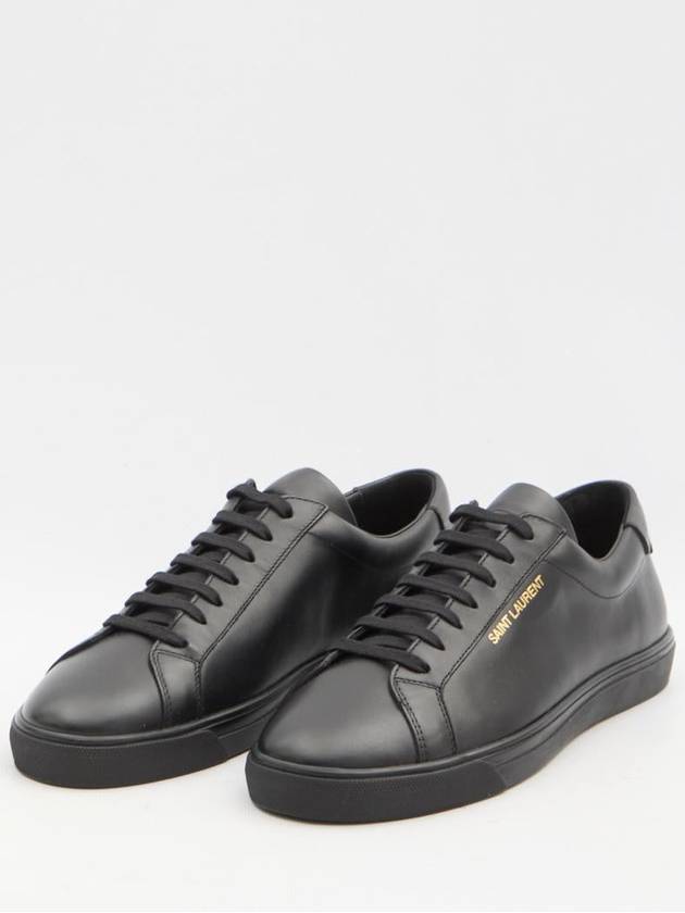 Andy Embossed Logo Leather Low Top Sneakers Black - SAINT LAURENT - BALAAN 3