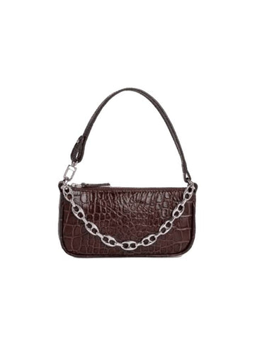 Rachel Croco Embossed Mini Leather Shoulder Bag Nutella - BY FAR - BALAAN 1