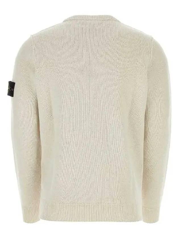 Logo Patch Lambswool Crewneck Knit Top Beige - STONE ISLAND - BALAAN 3