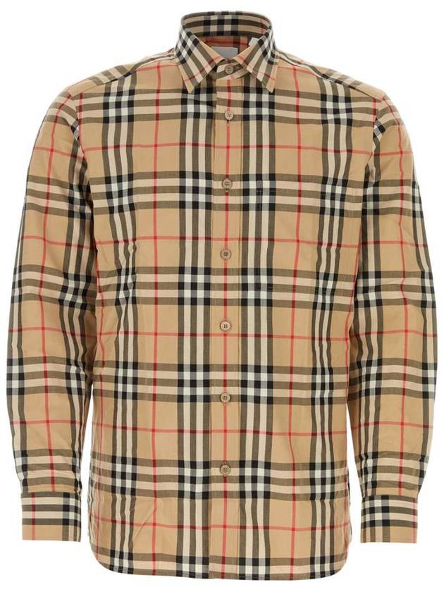 Check Cotton Long Sleeve Shirt Beige - BURBERRY - BALAAN 2