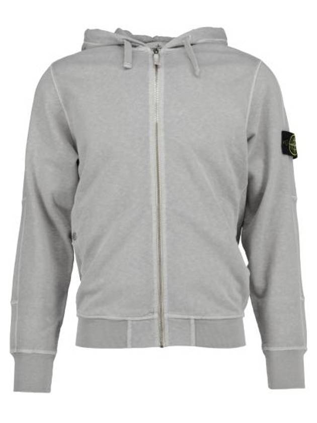 Logo Patch Cotton Zip Up Hoodie Lavender Gray - STONE ISLAND - BALAAN 2