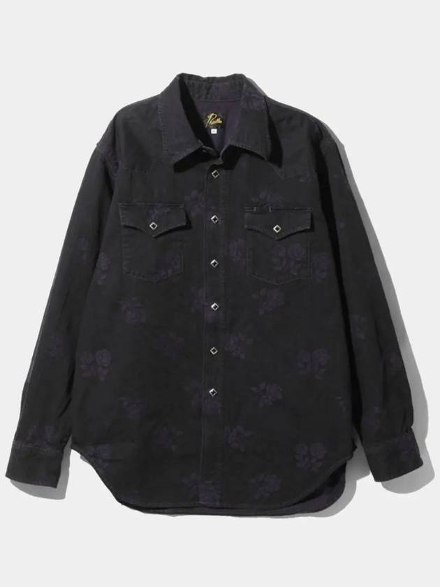 Men s Western 8oz Jacquard Rose Denim Shirt Jacket Black PU202 - NEEDLES - BALAAN 1