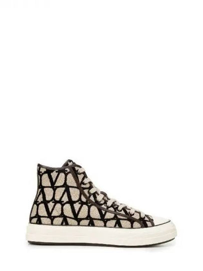 Toile Iconographe High Top Sneakers Beige - VALENTINO - BALAAN 2