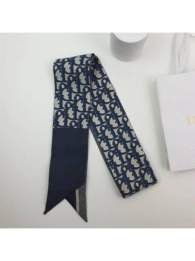 Oblique Mitzah Silk Twill Scarf Navy - DIOR - BALAAN 9