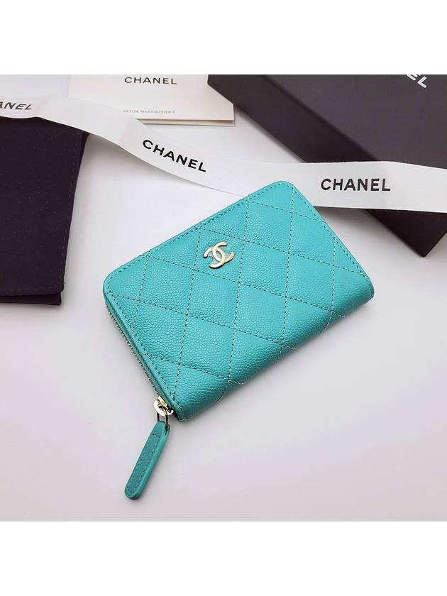 Classic caviar zipper aqua blue gold AP3686 - CHANEL - BALAAN 8