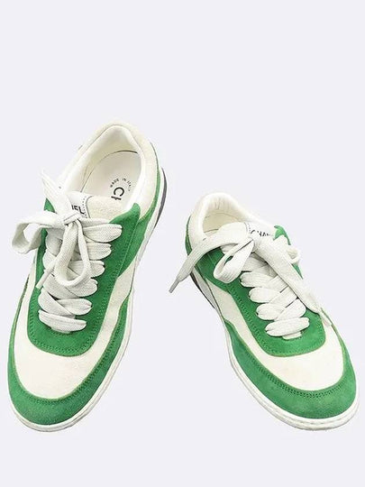 G39978 White Green Color Suede Orca Tennis Sneakers 36 - CHANEL - BALAAN 2