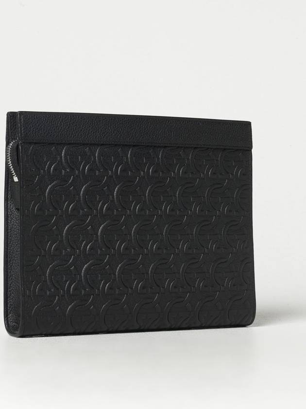 Embossed Logo Zipped Clutch Bag Black - SALVATORE FERRAGAMO - BALAAN 4