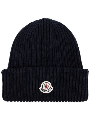 Wool Cashmere Beanie Navy - MONCLER - BALAAN 1