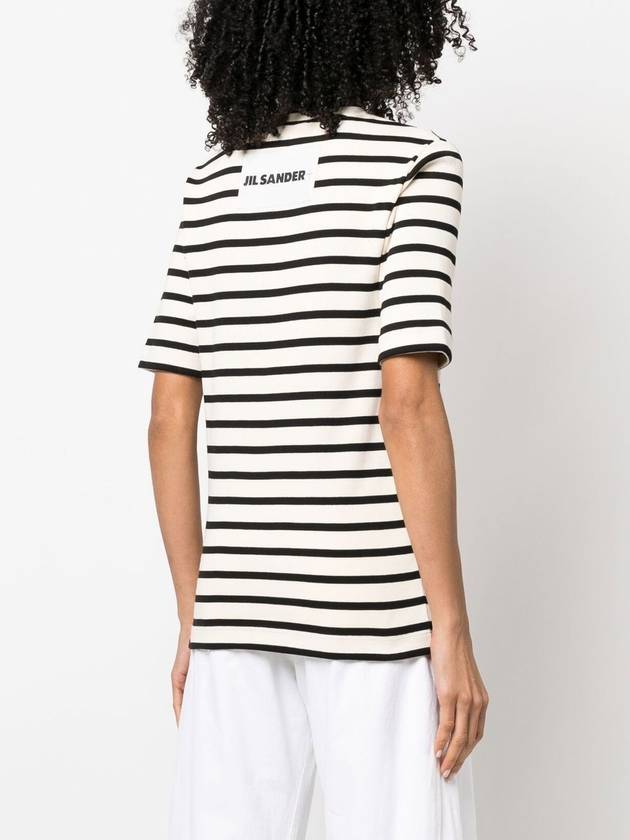 Striped Cotton Short Sleeve T-Shirt Black Beige - JIL SANDER - BALAAN 3