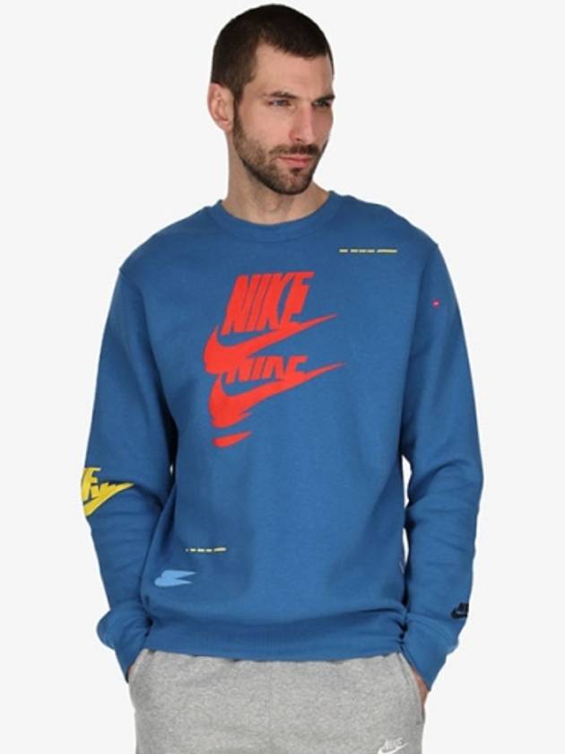 Sportswear Essential Fleece Crew Sweatshirt Dark Marina Blue - NIKE - BALAAN 2