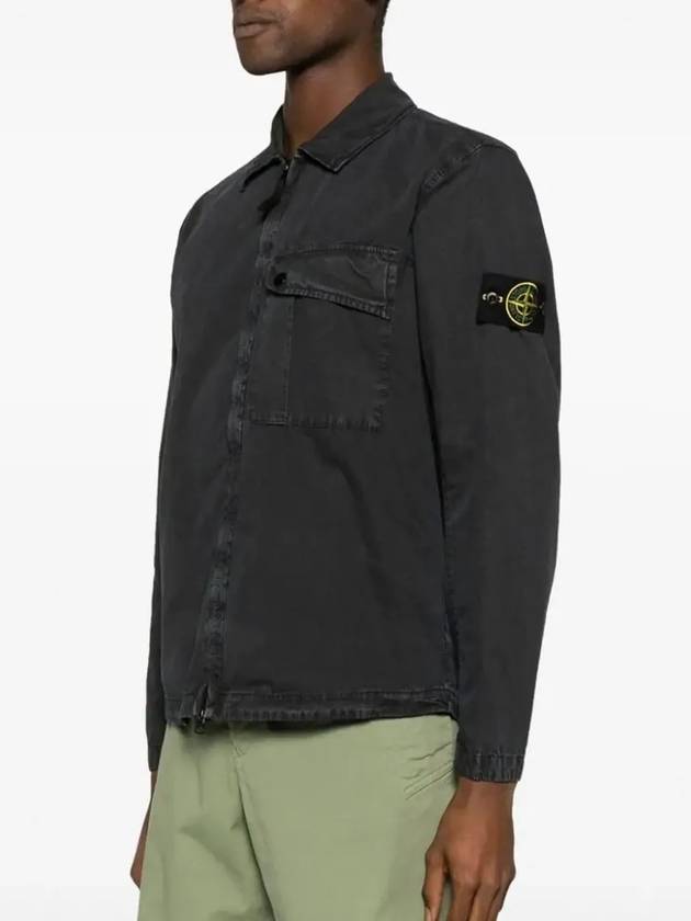 Old Treatment Garment Dyed Overshirt Jacket Charcoal - STONE ISLAND - BALAAN 5