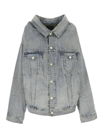 Off-Shoulder Denim Jacket Blue - BALENCIAGA - BALAAN 2