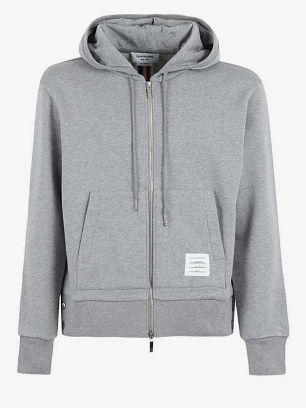 Center Back Stripe Cotton Zip Up Hoodie Light Grey - THOM BROWNE - BALAAN 7