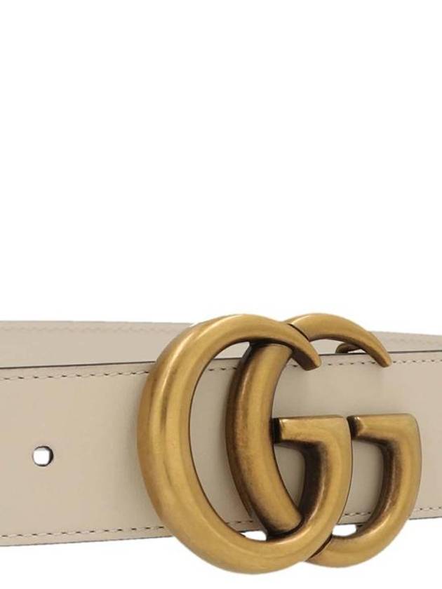 GG Marmont Buckle Leather Belt White - GUCCI - BALAAN 4