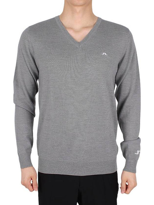 Lymann V-Neck Knit Top Light Grey Melange - J.LINDEBERG - BALAAN 2