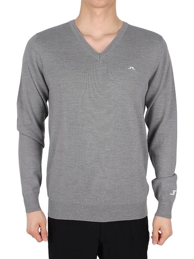 Lymann V-Neck Knit Top Light Grey Melange - J.LINDEBERG - BALAAN 3