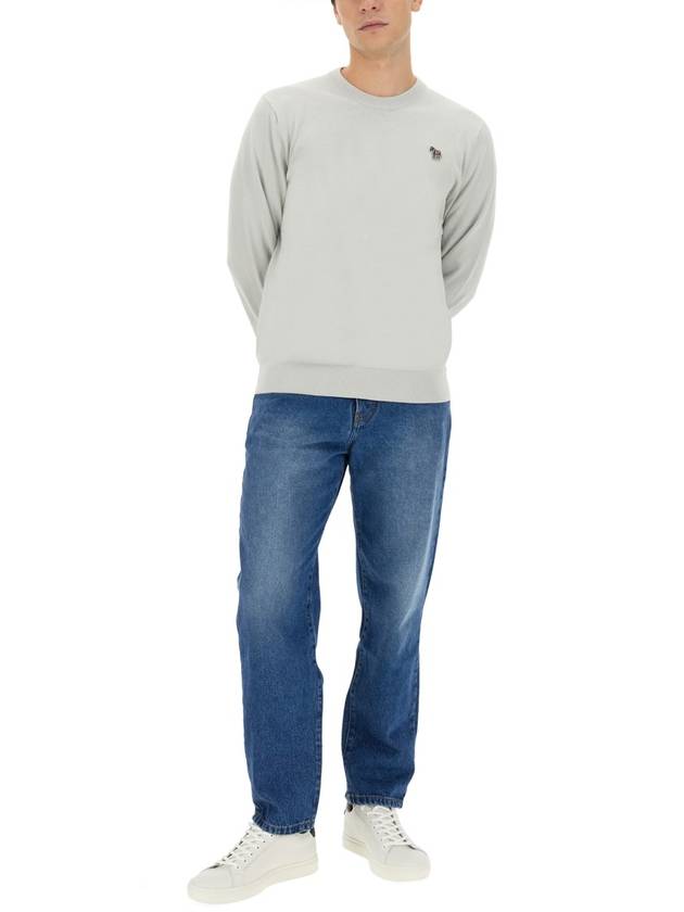 Zebra Patch Crew Neck Knit Top Light Grey - PAUL SMITH - BALAAN 3