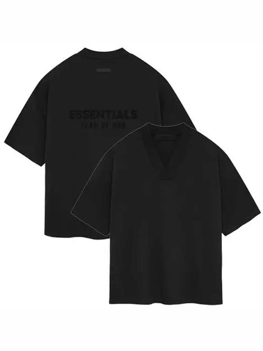 Essential Spring Logo V-Neck Short Sleeve T-Shirt Jet Black Men's T-Shirt 125SP244214F 861 - FEAR OF GOD - BALAAN 1
