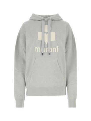 Logo Print Cotton Blend Hooded Top Gray - ISABEL MARANT ETOILE - BALAAN 1