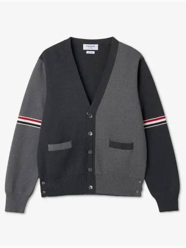 Funmix Cotton ArmBand V-Neck Cardigan Tonal Grey - THOM BROWNE - BALAAN 2