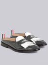 Kilt Varsity Soft Patent Penny Loafer Mule Grey White - THOM BROWNE - BALAAN 3