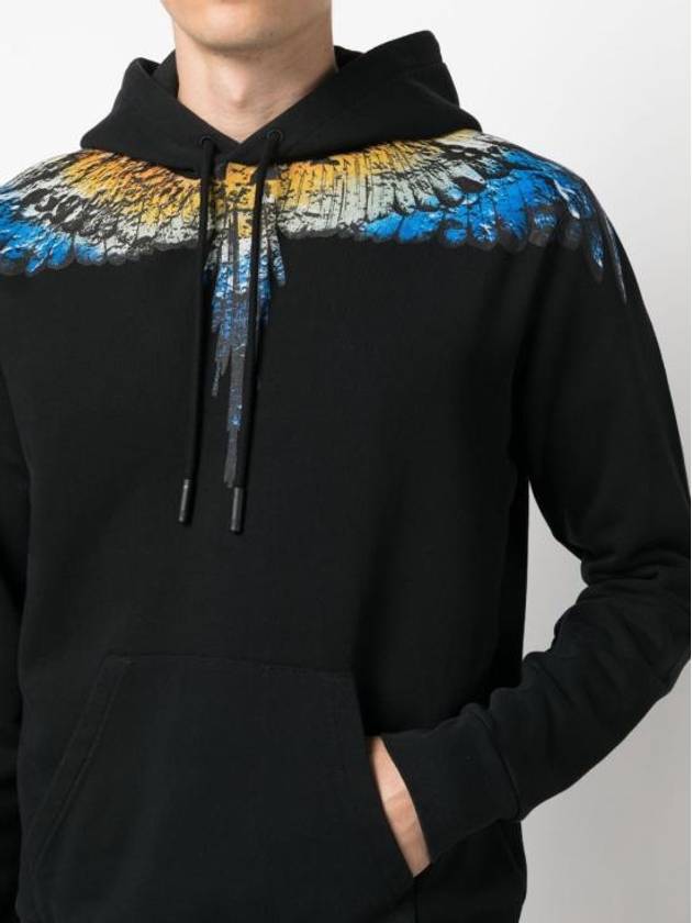 Icon Wings Drawstring Cotton Hoodie Black - MARCELO BURLON - BALAAN 6