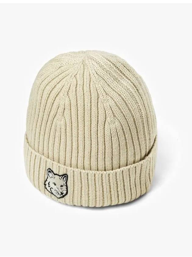 Wool Fox Head Beanie Light Beige - MAISON KITSUNE - BALAAN 4