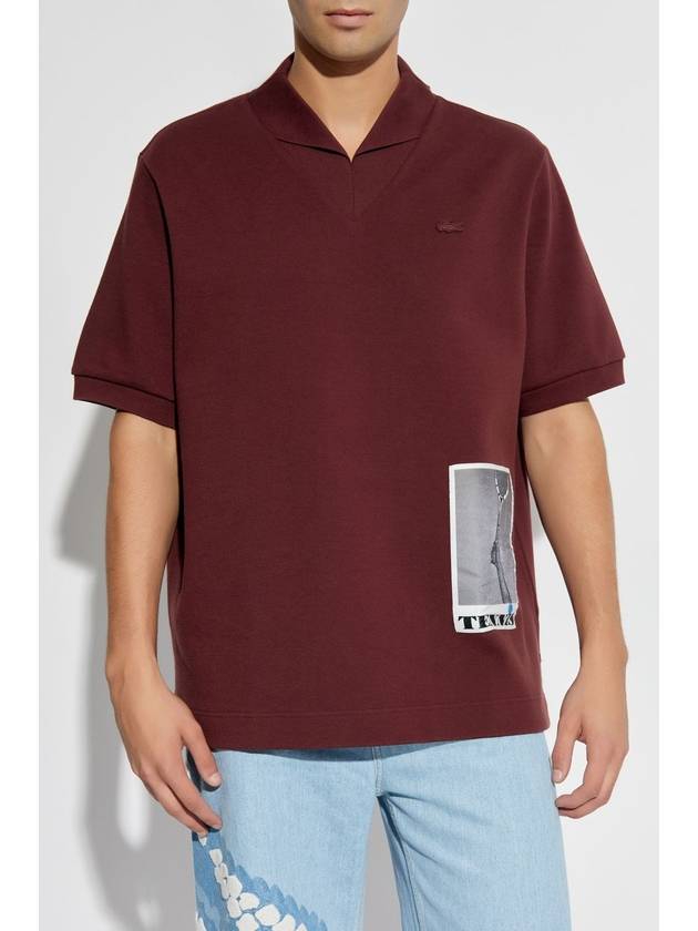 Lacoste Polo With Patch, Unisex, Burgundy - LACOSTE - BALAAN 5