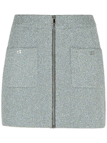 Ganni 'Sparkle' Silver Wool Blend Miniskirt - GANNI - BALAAN 1