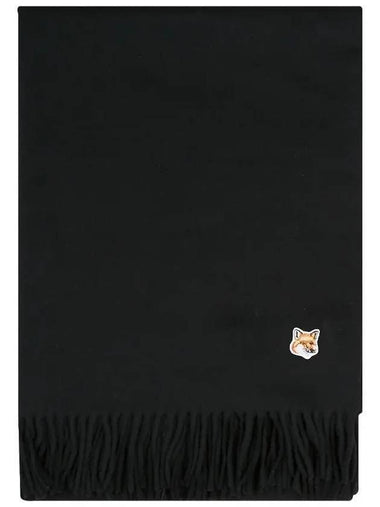 Small Fox Head Patch Wool Muffler Black - MAISON KITSUNE - BALAAN 1