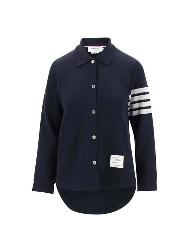 Double Face 4 Bar A-line Knit Long Sleeve Shirt Jacket Navy - THOM BROWNE - BALAAN 2