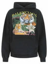 tiger print hooded top black - BALENCIAGA - BALAAN.