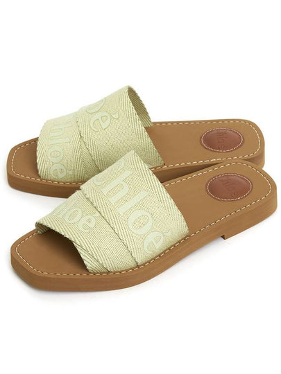 Woody Logo Flat Mule Slippers Green - CHLOE - BALAAN 2