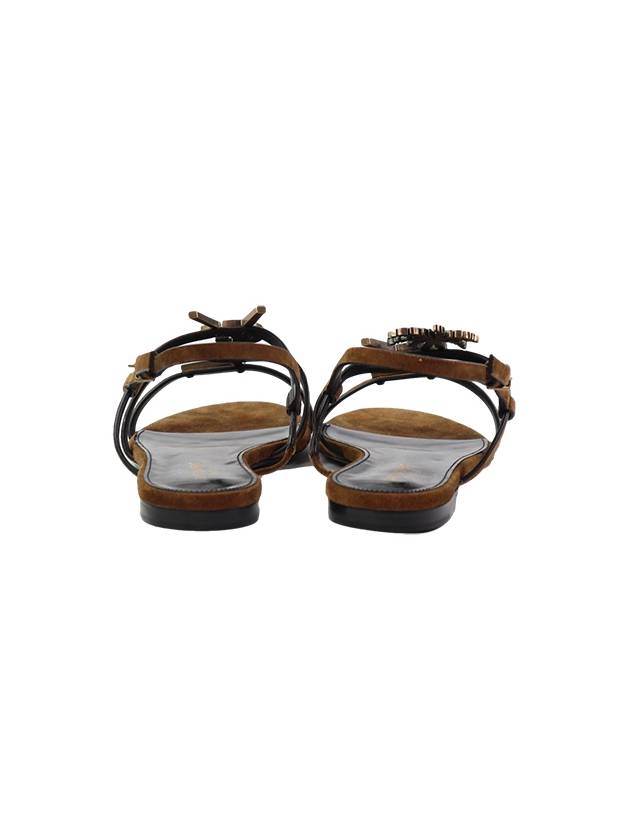 Women's Cassandra Open Suede Sandals Brown - SAINT LAURENT - BALAAN 5