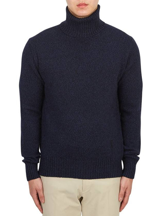 Heart Logo Cashmere Turtleneck Navy - AMI - BALAAN 2