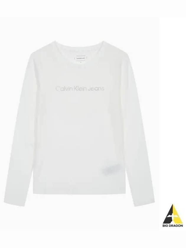 JEANS Women s Institutional Logo Straight Fit Long Sleeve T Shirt J225484 YAF - CALVIN KLEIN - BALAAN 1