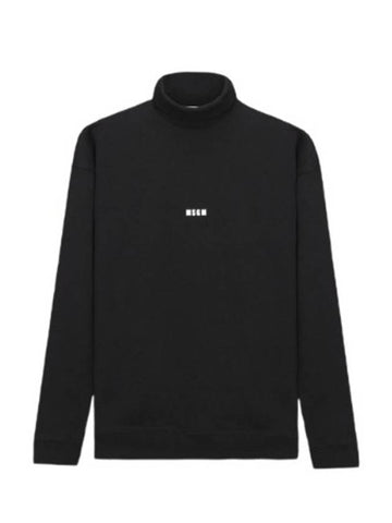 Men's Micro Logo Cotton Turtleneck Sweatshirt Sweatshirt Black - MSGM - BALAAN.