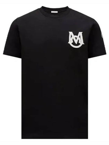 Monogram Logo Short Sleeve T-Shirt Black - MONCLER - BALAAN 1