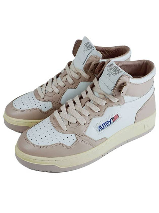 Autry Medalist Leather High-Top Sneakers White Beige - AUTRY - BALAAN 2