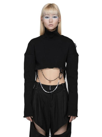 Unbalanced Crop Turtleneck Black - FAN YOUNG - BALAAN 1