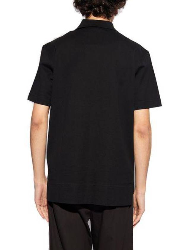 Embroidered Logo Cotton Polo Shirt Black - GIVENCHY - BALAAN 4